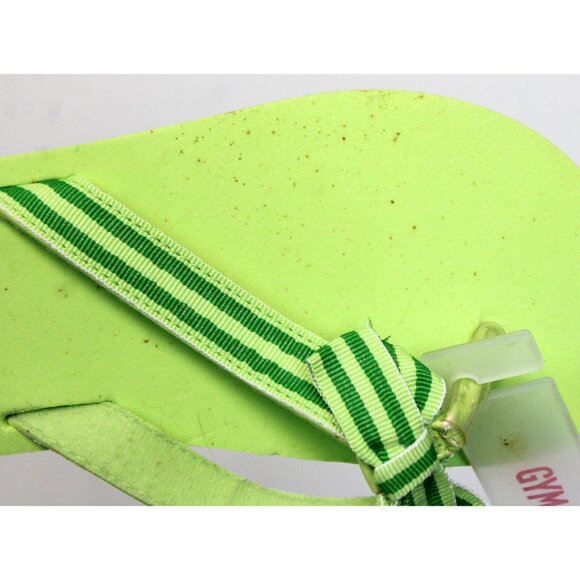 2006 Gymboree Tutti Fruity Flip Flips sz 13/1 Summer Green Stripes Bow Pool Beac - Picture 5 of 8